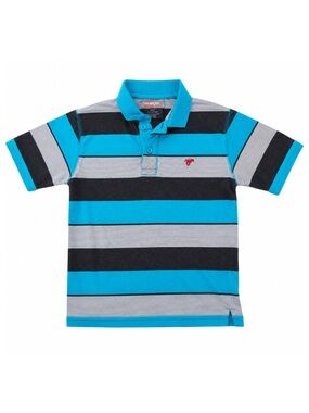 Wrangler | Boys Striped Polo Shirt Blue Gray Short Sleeve